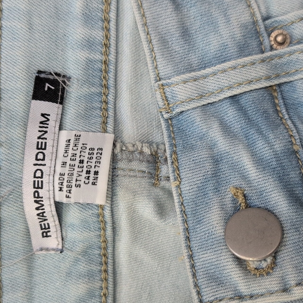 Light Blue Distressed Denim Cropped Flare Jeans Size 7 Waist 15" - Picture 9 of 10